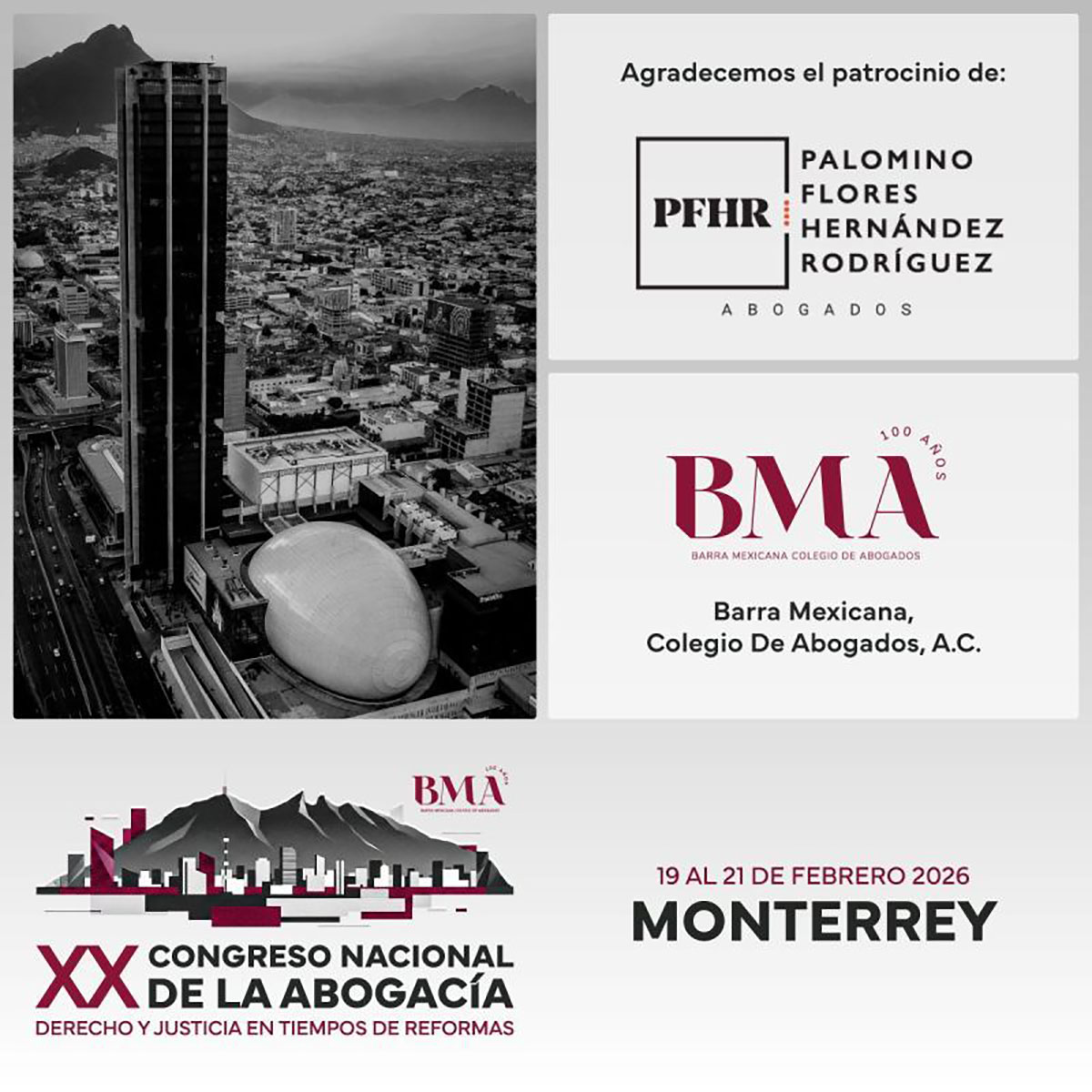 Patrocinador oficial del XX Congreso Nacional de la Abogacía BMA Monterrey 2026